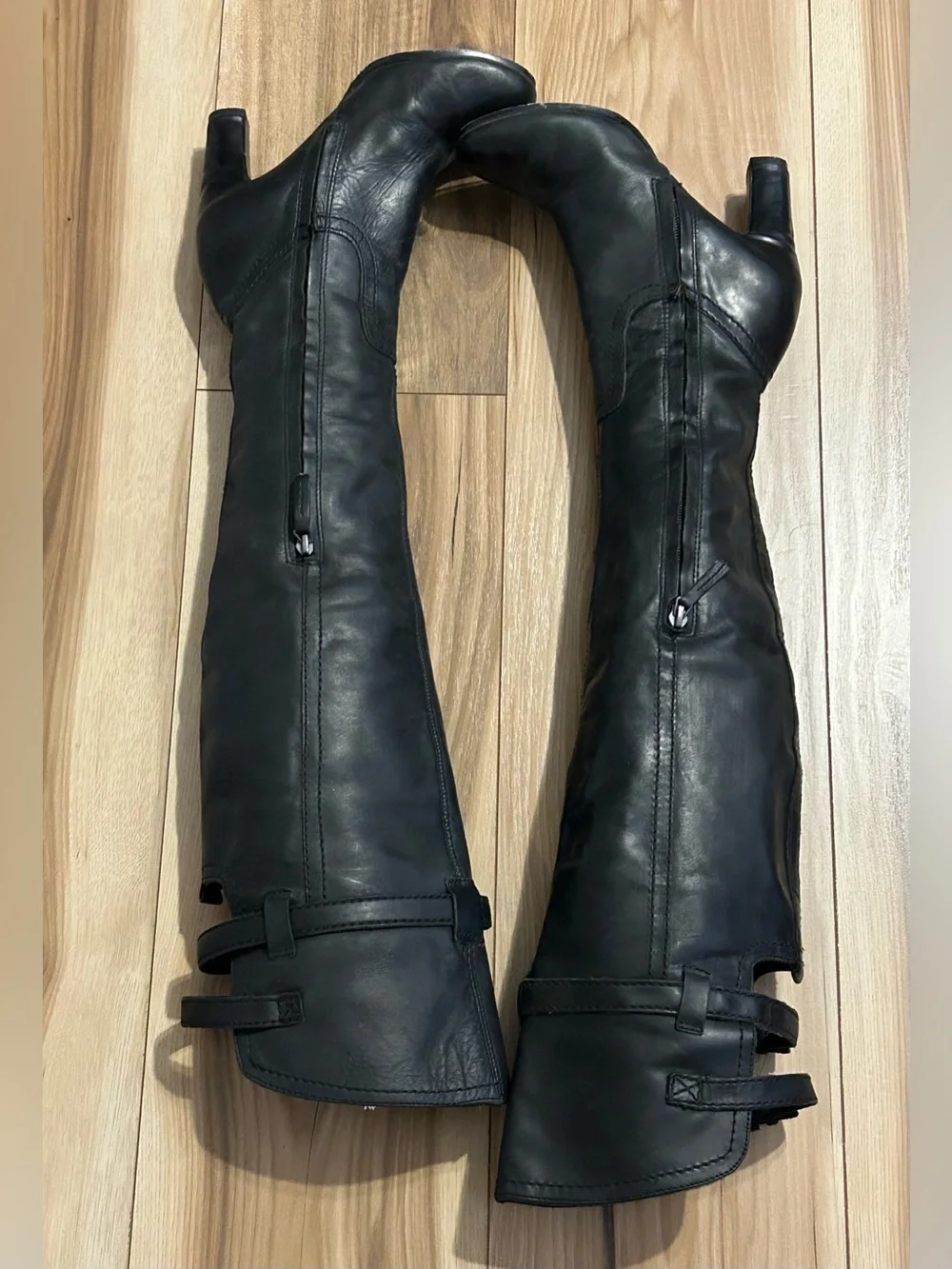 Sam Edelman Black Leather Over-the-Knee Heeled Boots Size 5.5/36